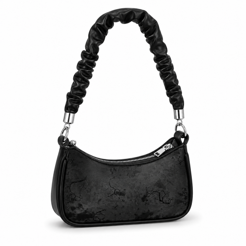 Black Ruched Shoulder Bag