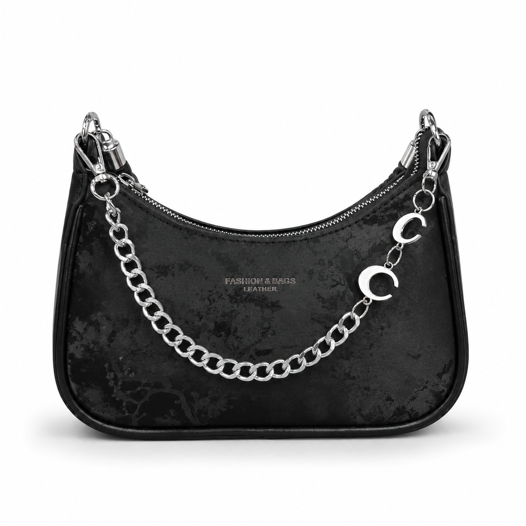 Black Ruched Shoulder Bag