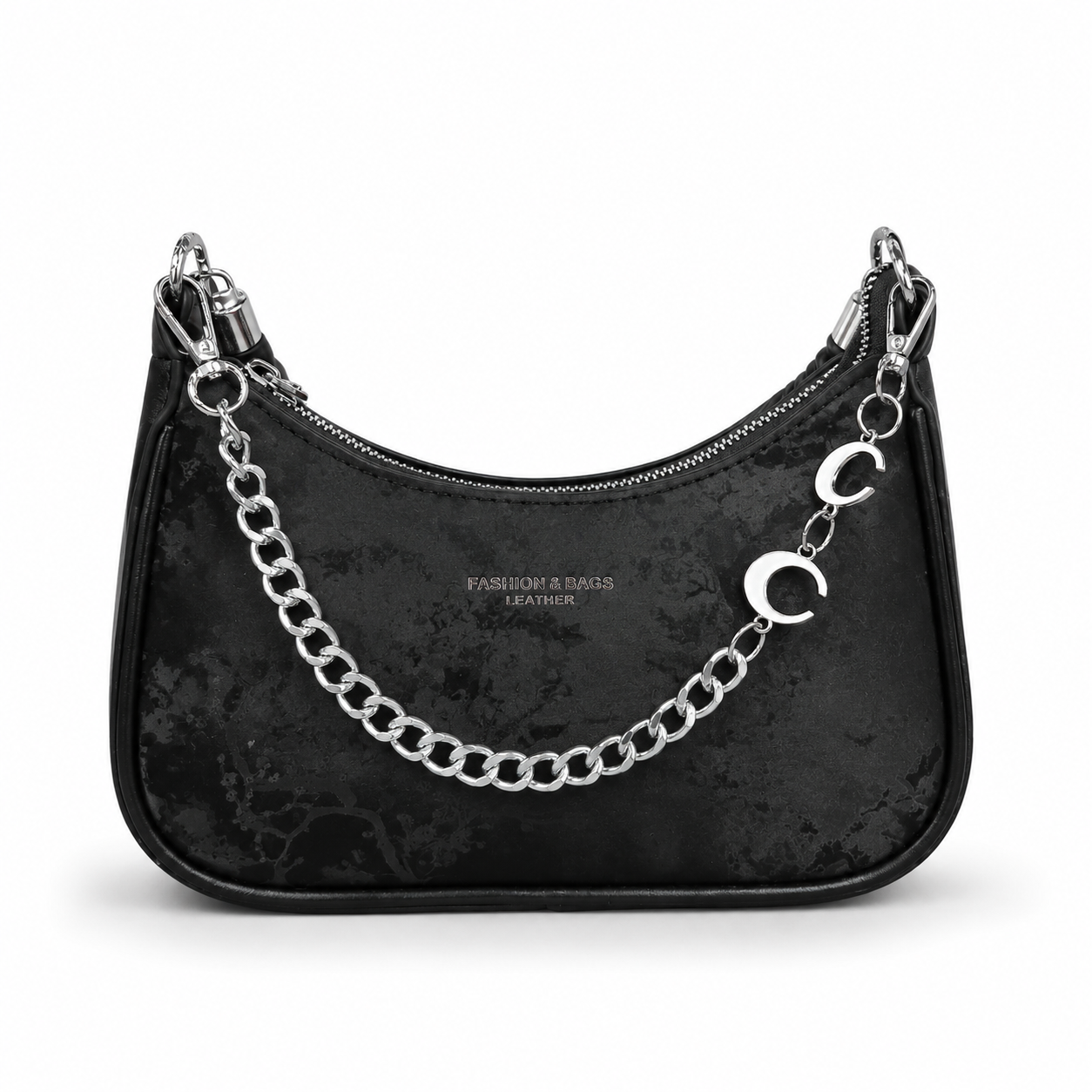 Black Ruched Shoulder Bag