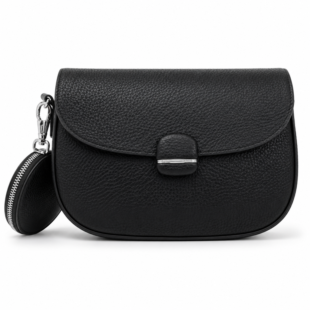 ECCO Pebbled Leather Saddle Crossbody Bag