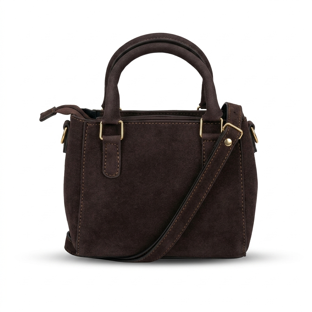 Cognac Suede Mini Bag | Compact & Elegant