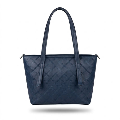 Blue Quilted Tote Bag – 3-Piece Set