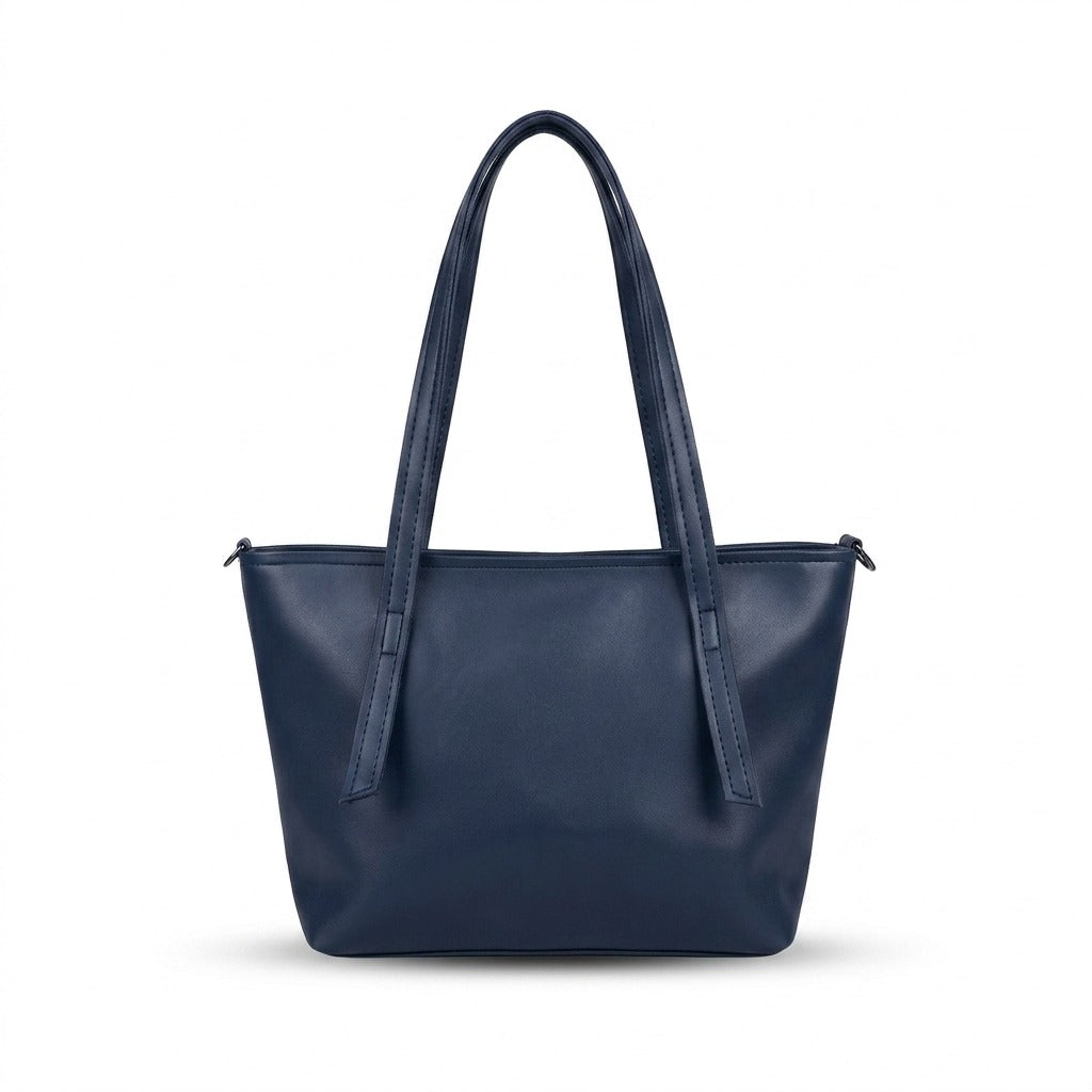 Blue Quilted Tote Bag – 3-Piece Set